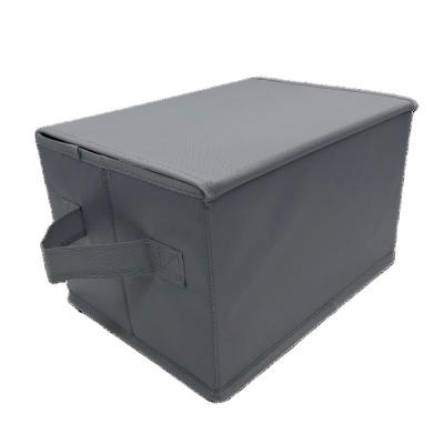 China Collapsible Stackable OEM Color Various Room Organized Nonwoven Box With Lid Window Handle Gray 24Lx2 8Lx2 for sale