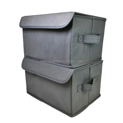 China Storage BoxWith Lid Handle Duo Set 8L Gray OEM Various Color Stackable Nonwoven Collapsible Stackable Organizer for sale