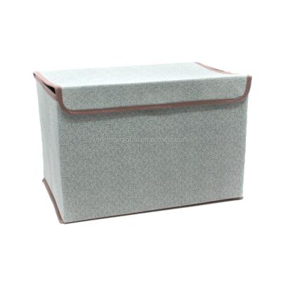 China Non Woven Storage Box 24L Collapsible Stackable Home Organizer Gray With Lid Various OEM Dark Color Viable for sale