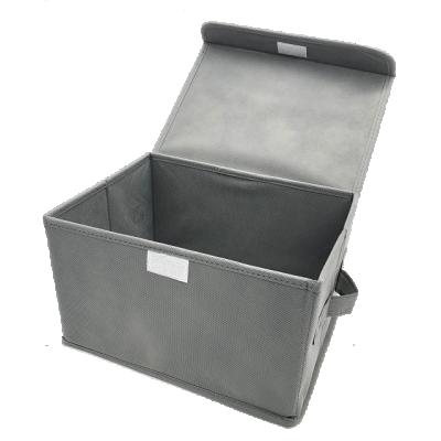 China Factory Price Viable Hot Sale Non Woven Foldable Storage Box 8L Gray With Lid Handle OEM Various Color Room Stackable Organizer for sale