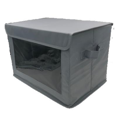 China Factory Price Viable Hot Selling Various Model Storage Box 24L OEM Model Gray Nonwoven Foldable Stackable Organizer With Lid Window Handle for sale