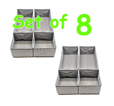 China Collapsible Collapsible Non-woven Storage Box Without Lid Dressing Matching Storage Box Set Of 8 Various Pattern 4Lx4+2Lx4 for sale