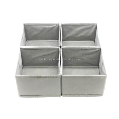 China Factory Price Viable Hot Sale Nonwoven Storage Bin 2Lx4 Gray OEM Various Color Collapsible 4 Piece Stackable Organizer Set for sale