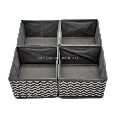 China Factory Price Viable Hot Selling Nonwoven Storage Bin 2Lx4 Set Wave Pattern 4 OEM Gray Foldable Stackable Organizer White for sale