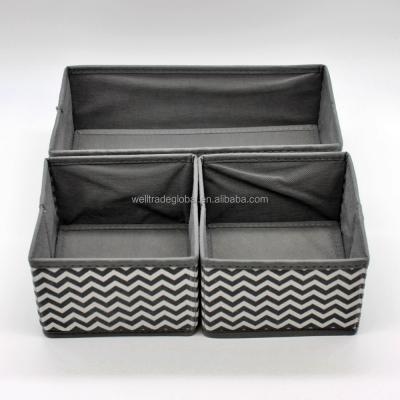 China Viable Nonwoven Storage Bin 4Lx1 2Lx2 Set Wave Pattern 3 OEM Gray Foldable Stackable Organizer White for sale