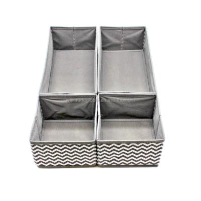 China Factory Price Viable Hot Selling Nonwoven Storage Bin 4Lx2 2Lx2 Set Wave Pattern 3 OEM Gray Foldable Stackable Organizer White for sale