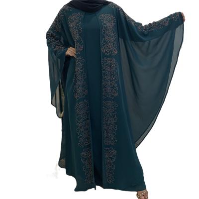 China New dry cleaning abaya designs jalabiya arab dubai fashion 2021 rhinestone abaya kaftan muslim kaftan trimming dresses for sale