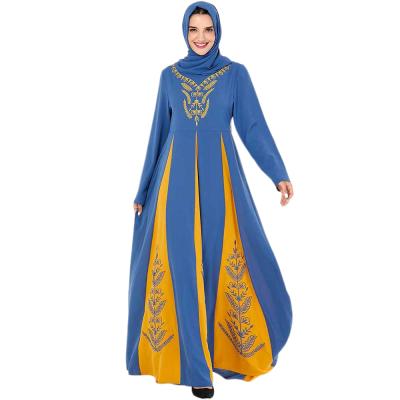 China Plus size in stock crepe muslim prom dresses contrast color muslim dress 4xl muslim maxi dress plus size for sale