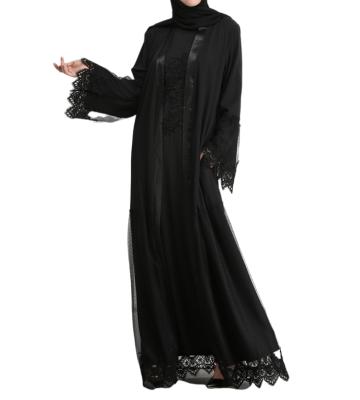 China Viable Wholesale Viable Muslim Women Abaya Georgette Abaya Long Dress Black Lace Muslim Abaya Muslim Clothing Dress for sale