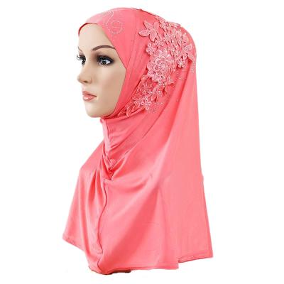 China muslim hijab lace embroidery hijab women scarf polyester clothing islamic muslim rhinestone women hijab for sale