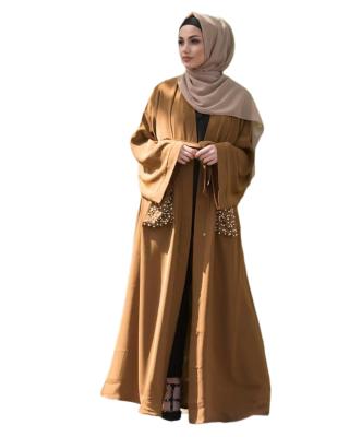 China Polyester+spandex wholesale price abaya dubai muslim clothing plus size women abaya beading muslim abaya women dress for sale