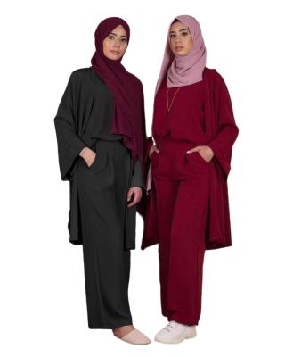 China Anti-pilling wholesale price islamic clothing women plus size muslim abaya women dress 3 piece muslimah set for sale