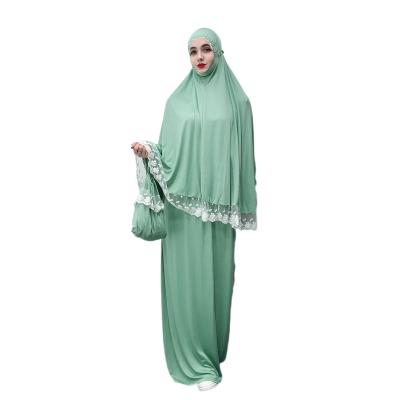 China Jilbabs prayer dress in 2 piece jilbab khimar set muslimah running abaya over khimar with tie back jilbabs prayer dress for sale