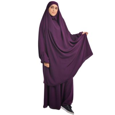 China Polyester Wholesale Islamic Women Dress 2 Piece Jilbab Set Jilbab Dubai Prayer Dress Two Piece Jilbab for sale