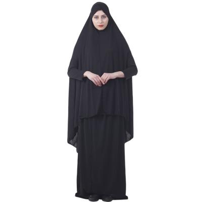 China 2021 muslim women islamic chador polyester clothing robe jilbab set 2 piece jilbab islamic prayer dress for sale