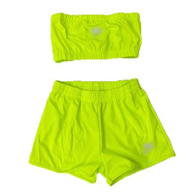 China New Arrival QUICK DRY Multiple Colors Women Girls Summer Clothing Logo Workout Sets Customizable Tube Top Shorts Sets 2 Piece Pant Sets for sale