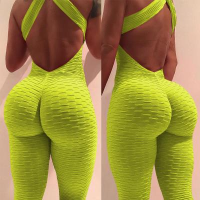 China New Arrival Breathable Sportswear Multicolor Butt Lifting Walkers Ruched 1 Piece Workout Leggings Women Plus Size 1 Piece Yoga Suit for sale