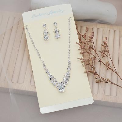 China CLASSIC Wholesale Luxury High Quality Crystal Wedding Fine Jewelry Set Pearl Necklace and Earrings Ladies Engagement Jewelry Sets for sale