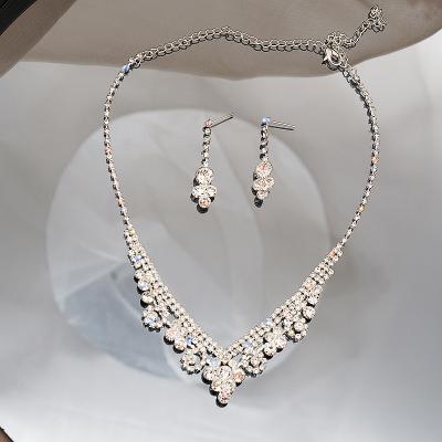 China CLASSIC Wholesale Luxury High Quality Crystal Wedding Fine Jewelry Set Pearl Necklace and Earrings Ladies Engagement Jewelry Sets for sale