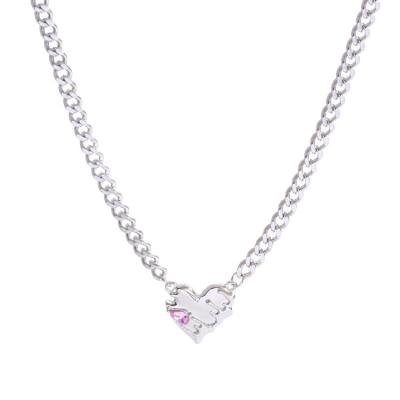 China Necklaces Environmental Friendly Popular Personality Stainless Steel Heart Silver Plated Necklace For Women for sale