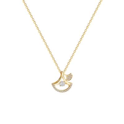 China Fashion Environmental Friendly Women's Scalloped Stainless Steel Necklaces Jewelry Gold Plated Pendant Necklace for sale