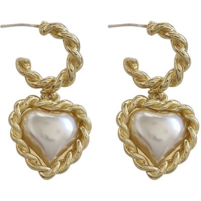 China Wholesale CLASSIC Heart Shape Pendant Earring Gold Color Circle Earring For Girl Fine Jewelry for sale