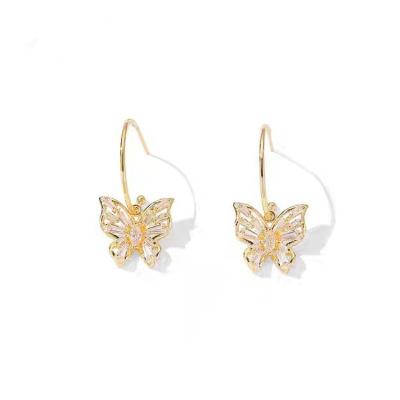 China Women 925 Sterling Silver Stud Earrings Luxury Gold Plated Butterfly Stud Earring Jewelry CLASSIC for sale