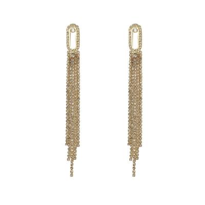 China CLASSIC Trendy Women Jewelry Gold Plated Long Drop Tassel Earring Sterling Silver Earring For Bridal for sale