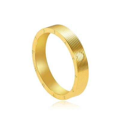 China CLASSIC High End Gold Plated Stainless Steel Ring Polished Hollow Cut Jewelry Stainless Steel Ring for sale