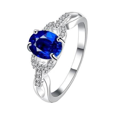 China Factory Direct Selling High Quality Natural Blue Crystal Gemstone Ring Ladies High Carbon Diamond Ring for sale