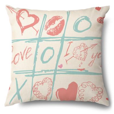 China Valentine's Day Love Pattern Anti-Static Cushion Cover Decorative Hugging Pillow Case Cushion Romantic Love Hugging Pillow Case for sale