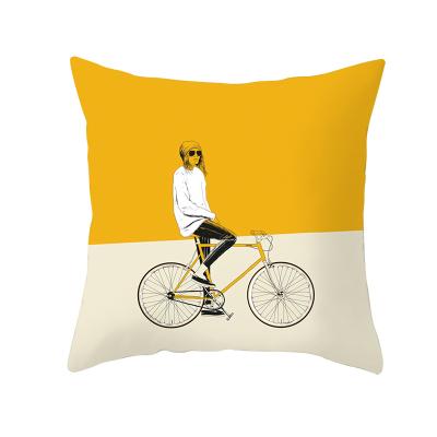 China 2022 Nordic Style Sofa Cushion Cover Pillow Cases Popular Simple Yellow Printing Pattern Household Products Anti-static Pillow Cover for sale