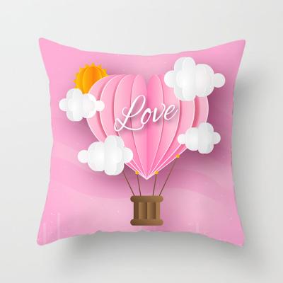 China European and American Valentine's Day Anti-static Digital Printing Pillow Case Peach Skin Cushion Cover Romantic Love Cartoon Pattern for sale