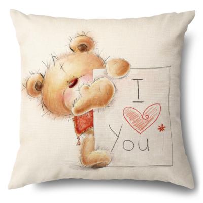 China Valentine's Day Love Couples Cartoon Cushion Cover Anti-static Cute Pillow Case Romantic Love Pillow for sale