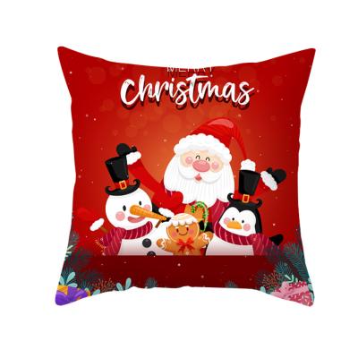 China New 2022 Christmas cartoon pattern pillow case bedroom sofa cushion peach skin print pillowcase pattern customization anti-static for sale