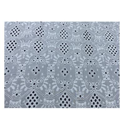 China White 100% Environment Cotton Woven Fabric Eyelet Embroidery Cotton Lace Fabric for sale