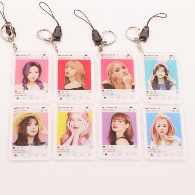 China Europe Wholesale Kpop Double Sides Instagram Blackpink Printed Clear Plastic Acrylic Keychain Key Chain for sale