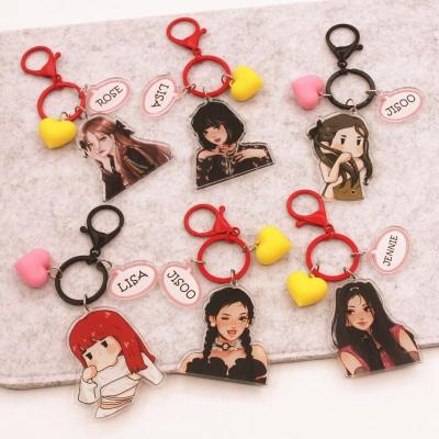 China Wholesale Europe Kpop Blackpink Lisa Jennie Roose Jisoo How You Like This Cute Cartoon Plastic Acrylic Keychain Key Chain for sale