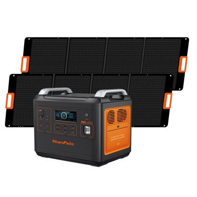 China Type C LCD Display USB DC Multifunction AC 2000W Large Capacity Portable Power Station with Solar Panel for sale