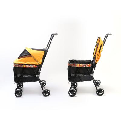 China Small Animals Pet Walker Travel Quickly Folded Carrier One-Hand 4 Easy Wheels Fold Up Luxury Dog Stroller for sale