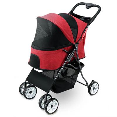 China New Wholesale Portable Detachable 4 Wheels Factory Best Stocked High Quality Lightweight Pet Stroller for sale