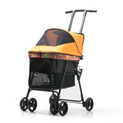 China 2021 Small Portable Pet Travel Folding Cat Pet Stroller With Aluminum Alloy Outdoor Frame for sale