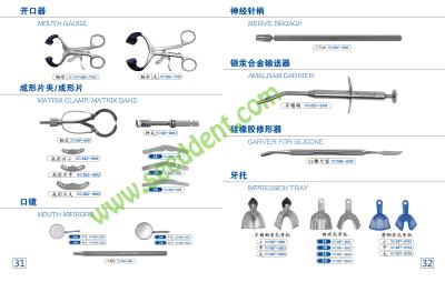 China Mouth Gauge / Matrix Clamp / Matrix Band / Mouth Mirrors / Nerve Broach / Amalgam Carrier for sale