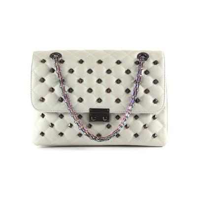 China New in 2021 luxury high quality ladies rivet handbags women cross - body bags rainbow chains shoulder handbag for woman for sale