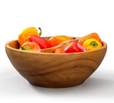 China Wholesale Sustainable Acacia Wood Salad Bowl Hardwood Bamboo Salad Bowl Solid Wooden Bowl For Fruit Salads for sale