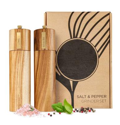 China Viable Wholesale Wooden Grinder Salt and Pepper Set 8