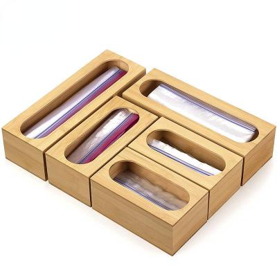 China Wholesale Viable 5 Pieces Premium Bamboo Organizer Bag Food Storage Bag Holders and Dispenser Compatible for sale