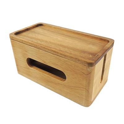 China Large Viable Desktop Organizer Wooden Bamboo Cable Management Box for sale