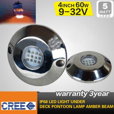 China 12 ~ 24V 60W IP68 Marine Led Lights / Underwater Boat Light CREE Amber Color for sale