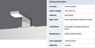 Chine Lumière classique 100 de miroir de salle de bains de l'ABS 2.5W LED - dissipation thermique de la tension 240AC à vendre